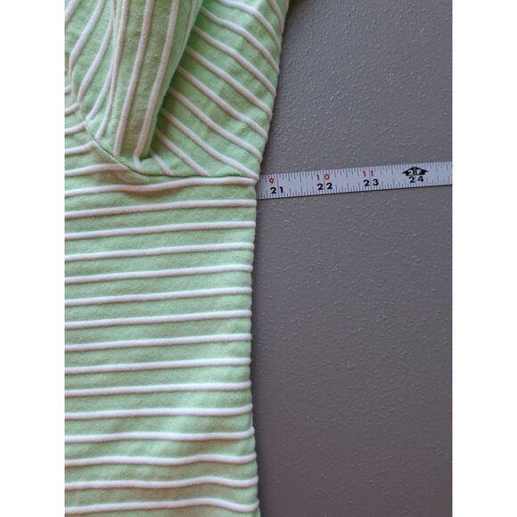 Crown & Ivy Womens Shift Dress Medium Mint Green Striped Bell Sleeve Preppy - Picture 5 of 7